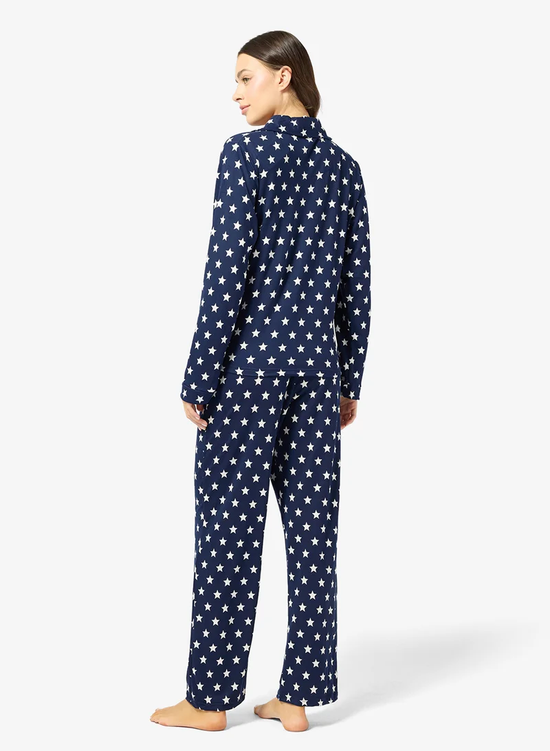 Ginger Polka Dot Button Up Shirt & Pyjama Set